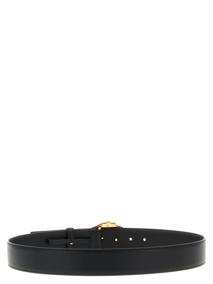 Belt by Versace for men in bos taurus calfskin leather black & gold features a artisanal-chic design, artfully capturing the essence of the Medusa Bos Taurus Calfskin Leather Belt with a artisanal-chic finish.