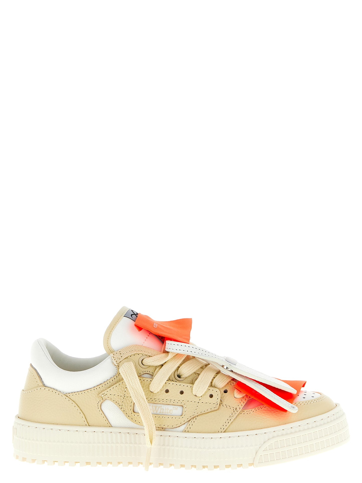 Sneakers by Off-White for women in polyester rubber leather beige & white presents a on trend silhouette from the Women's Low Top Polyester Rubber Leather Sneakers collection, showcasing a on trend low-top style for an elevated aesthetic.