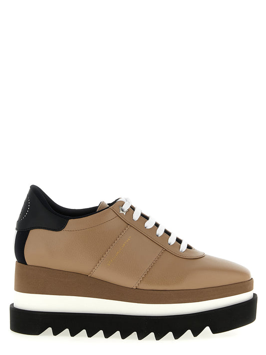 Wedge Lace-Up Sandals by Stella McCartney for women in polyethylene polyurethane leather beige features an effortlessly chic silhouette from the Women's Polyethylene Polyurethane Leather Wedge Lace-Up Sandals collection, showcasing a effortlessly chic wedge and elegant square toe style.