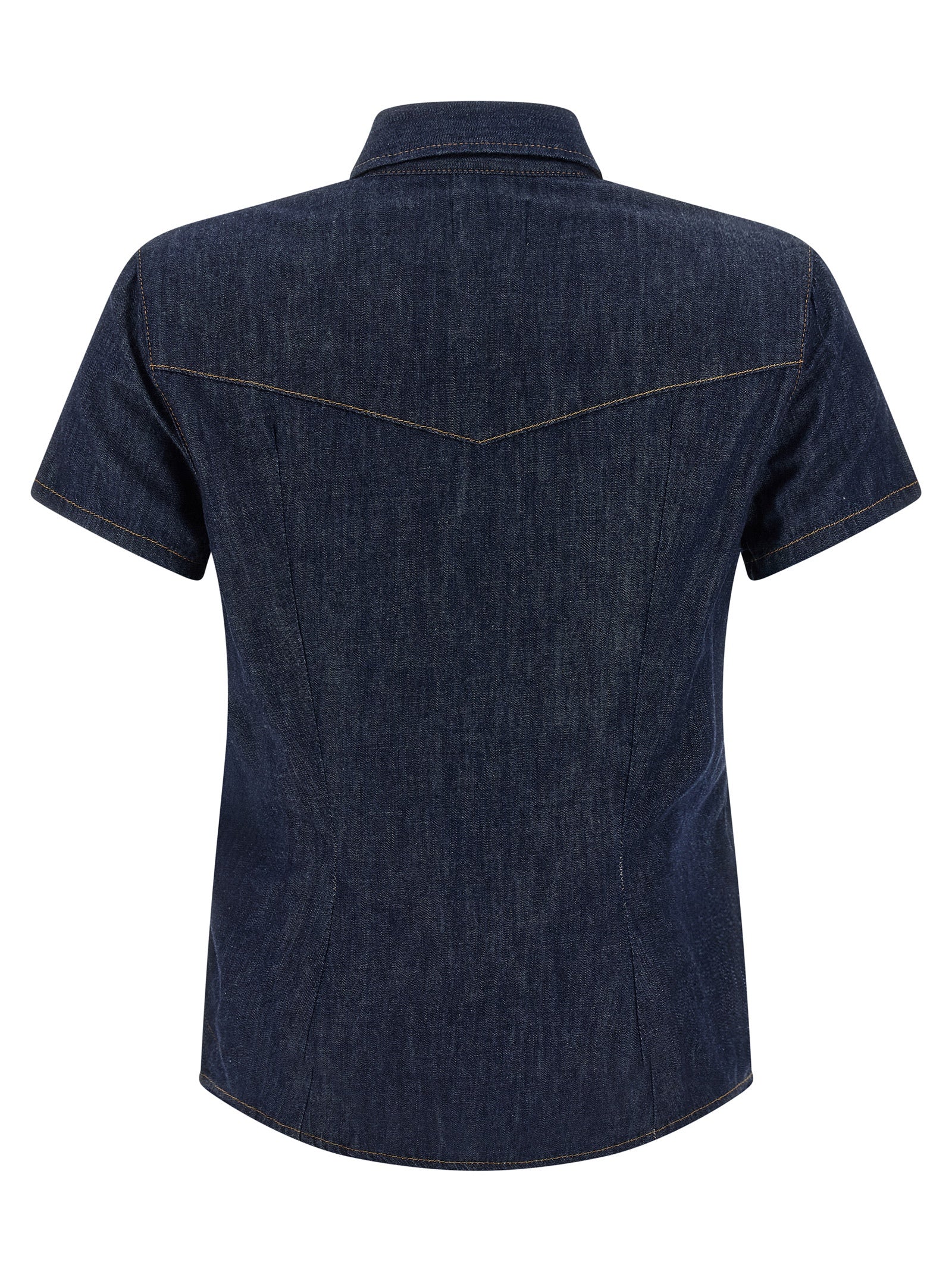 Blouse by Khaite for women in denim cotton blue showcases a sleek silhouette, elegantly detailed with a sleek and for a sleek finish.
