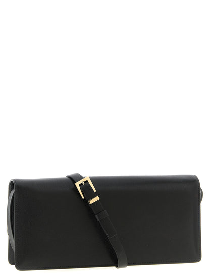 Shoulder Bag by Tom Ford for women in viscose goat leather & fur black features an effortlessly chic silhouette with a secure buckle, ample , and versatile shoulder-strap & adjustable-strap for effortlessly chic everyday luxury.