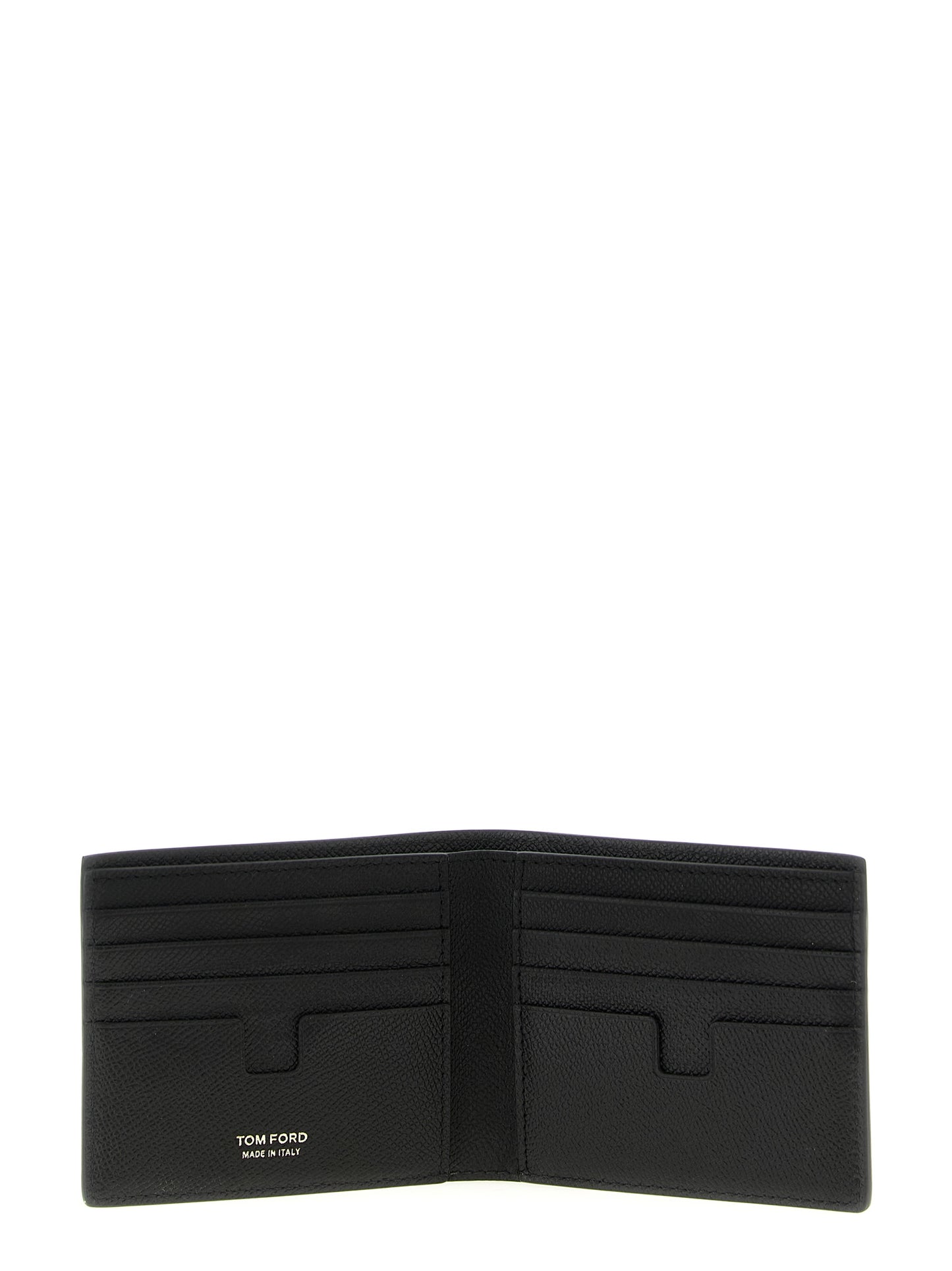 Wallet by Tom Ford for men in bos taurus suede calf leather black & gold features a sleek silhouette, showcasing the sleek Bos Taurus Suede Calf Leather Wallet design with sophisticated bifold for a premium look.
