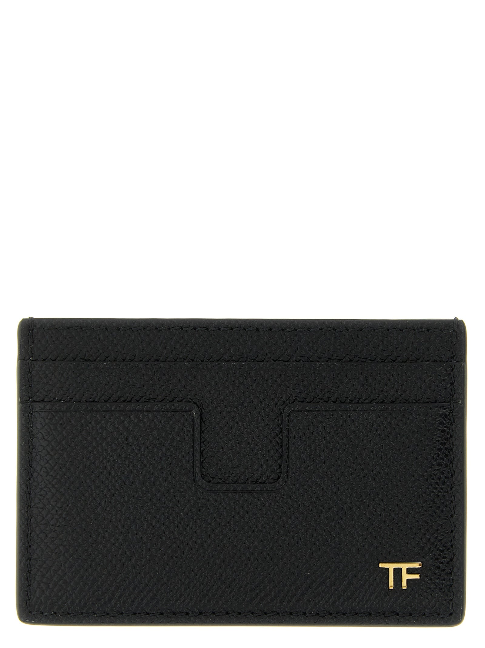 Cardholder Card Case by Tom Ford for men in bos taurus suede calf leather black & gold features a polished Bos Taurus Suede Calf Leather Cardholder Card Case design with polished card-organization.