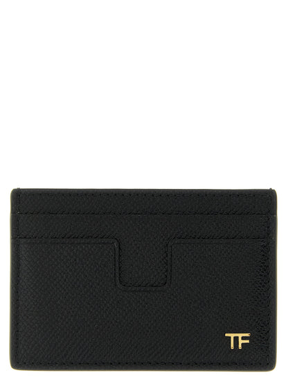 Cardholder Card Case by Tom Ford for men in bos taurus suede calf leather black & gold features a polished Bos Taurus Suede Calf Leather Cardholder Card Case design with polished card-organization.