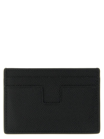 Cardholder Card Case by Tom Ford for men in bos taurus suede calf leather black & gold features a refined silhouette, showcasing the elegant lines of the Bos Taurus Suede Calf Leather Cardholder Card Case alongside premium card-organization for a refined finish.