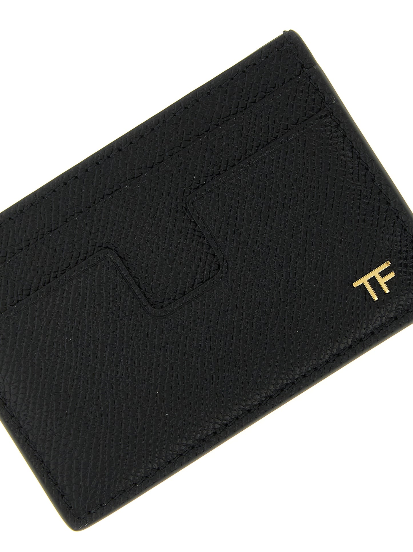 Cardholder Card Case by Tom Ford for men in bos taurus suede calf leather black & gold features an dynamic silhouette from the Bos Taurus Suede Calf Leather Cardholder Card Case collection, highlighting dynamic card-organization for a premium and sophisticated look.