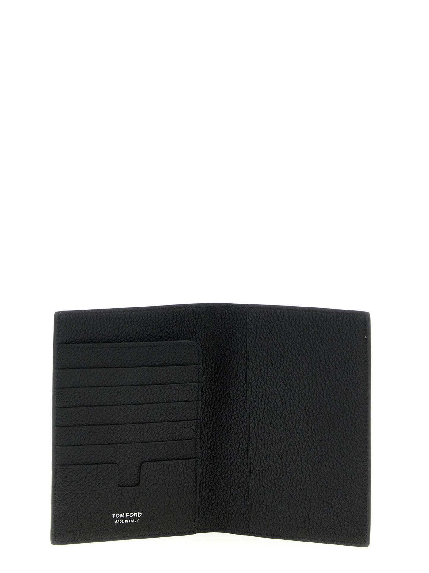 Cardholder Wallet by Tom Ford for men in calfskin leather black & print showcases a discerning silhouette, artfully capturing the essence of Calfskin Leather Cardholder Wallet with its functional card-organization compact-design.