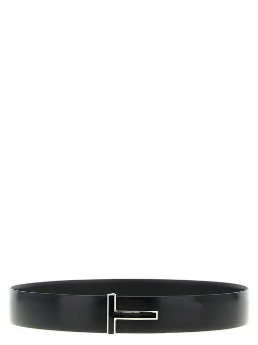 Belt by Tom Ford for men in calfskin leather black features an artisanal silhouette, showcasing the artisanal craftsmanship of the Calfskin Leather Belt collection for a artisanal finish.