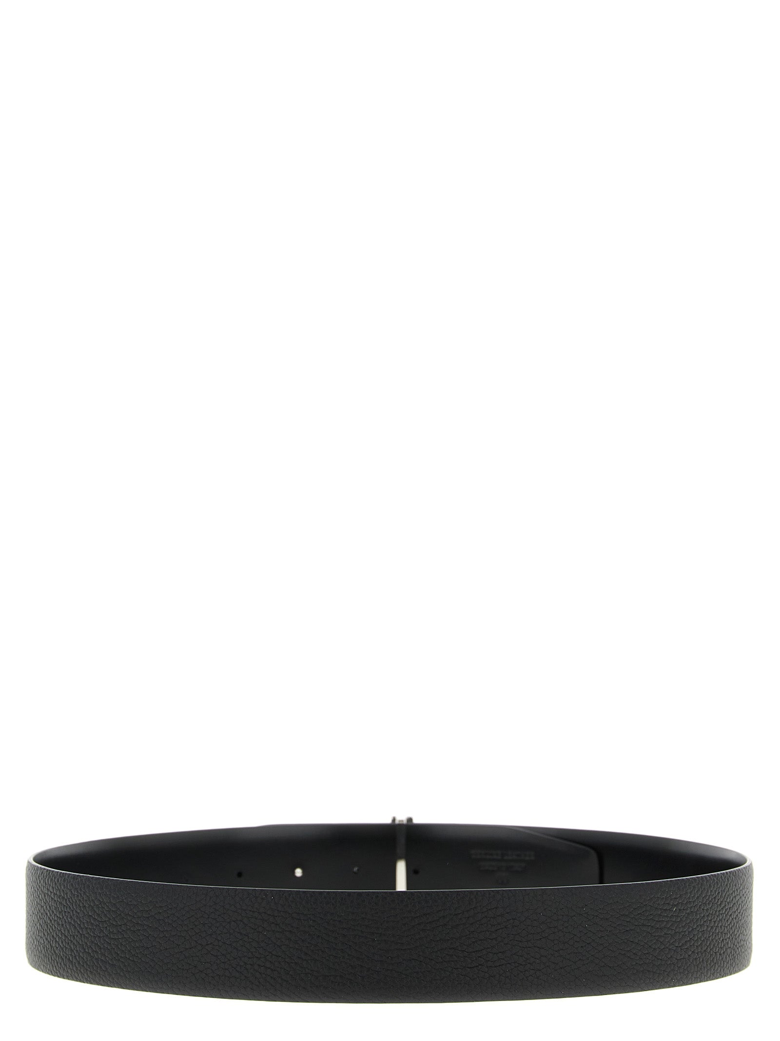 Belt by Tom Ford for men in calfskin leather black & silver features a versatile silhouette, artfully showcasing the versatile design of the Calfskin Leather Belt for a sophisticated, premium finish.