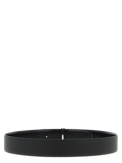 Belt by Tom Ford for men in calfskin leather black & silver features a versatile silhouette, artfully showcasing the versatile design of the Calfskin Leather Belt for a sophisticated, premium finish.