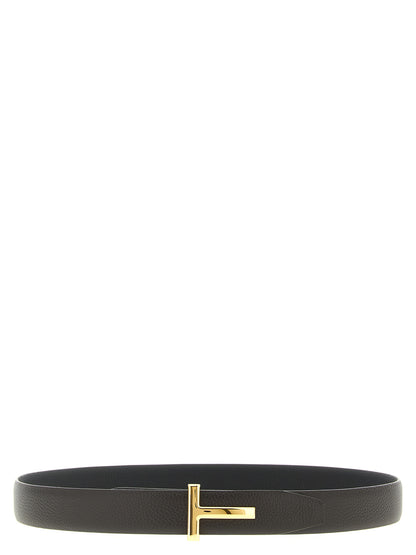 Belt by Tom Ford for men in calfskin leather black, brown, gold & multicolor presents a artisanal silhouette from the Calfskin Leather Belt collection, showcasing an artisanal design and refined craftsmanship for a artisanal look.