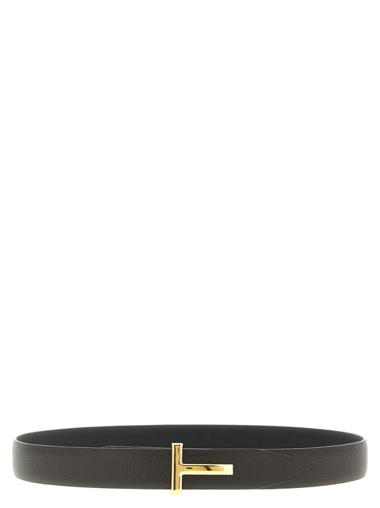 Belt by Tom Ford for men in calfskin leather black, brown, gold & multicolor presents a artisanal silhouette from the Calfskin Leather Belt collection, showcasing an artisanal design and refined craftsmanship for a artisanal look.