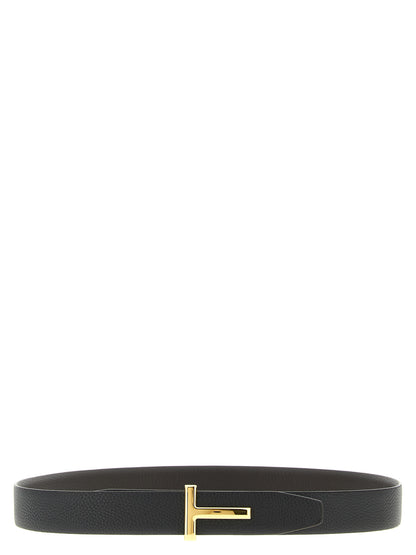 Belt by Tom Ford for men in calfskin leather black, brown, gold & multicolor features an artisanal silhouette, showcasing the artisanal craftsmanship of the Calfskin Leather Belt collection for a artisanal finish.