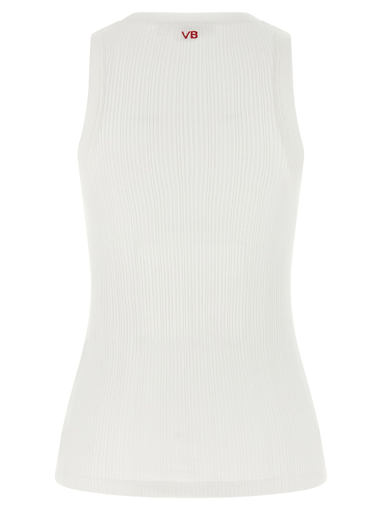 T-Shirt by Victoria Beckham for women in cotton white & signature showcases a chic silhouette, artfully detailed with a chic crew neckline and for a chic finish.