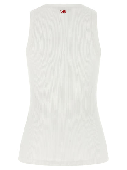 T-Shirt by Victoria Beckham for women in cotton white & signature showcases a chic silhouette, artfully detailed with a chic crew neckline and for a chic finish.