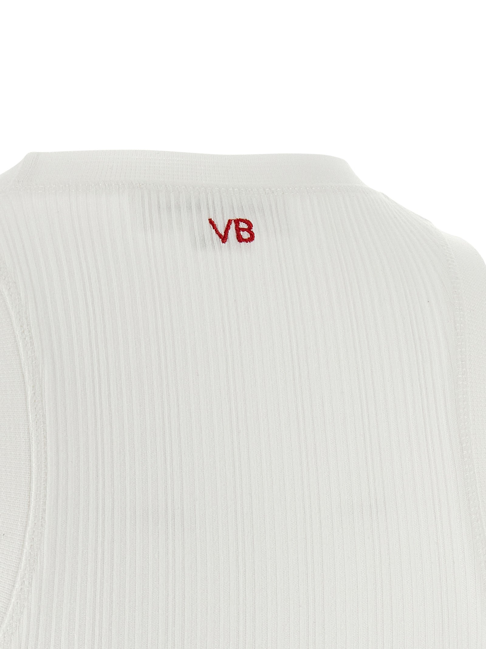 T-Shirt by Victoria Beckham for women in cotton white & signature showcases a unassuming silhouette, artfully detailed with a refined and unassuming for a sophisticated, contemporary look.