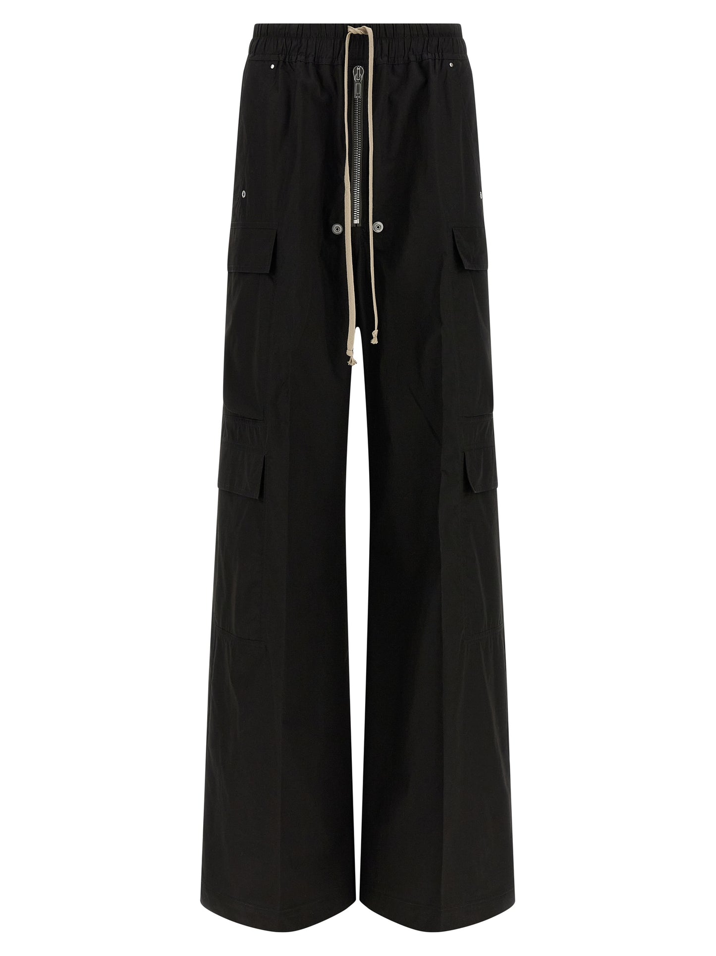 Cargo Pants by Rick Owens for women in cotton black features an tailored wide with a and long, creating a tailored utilitarian silhouette.