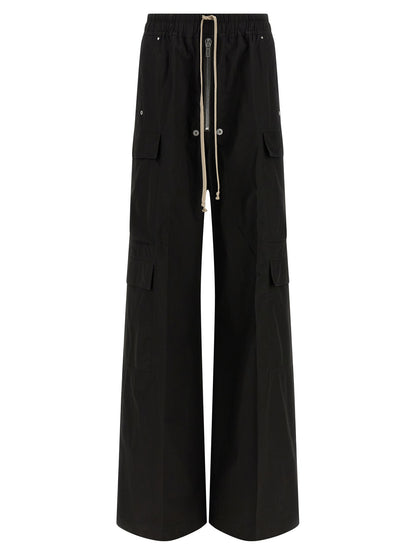 Cargo Pants by Rick Owens for women in cotton black features an tailored wide with a and long, creating a tailored utilitarian silhouette.