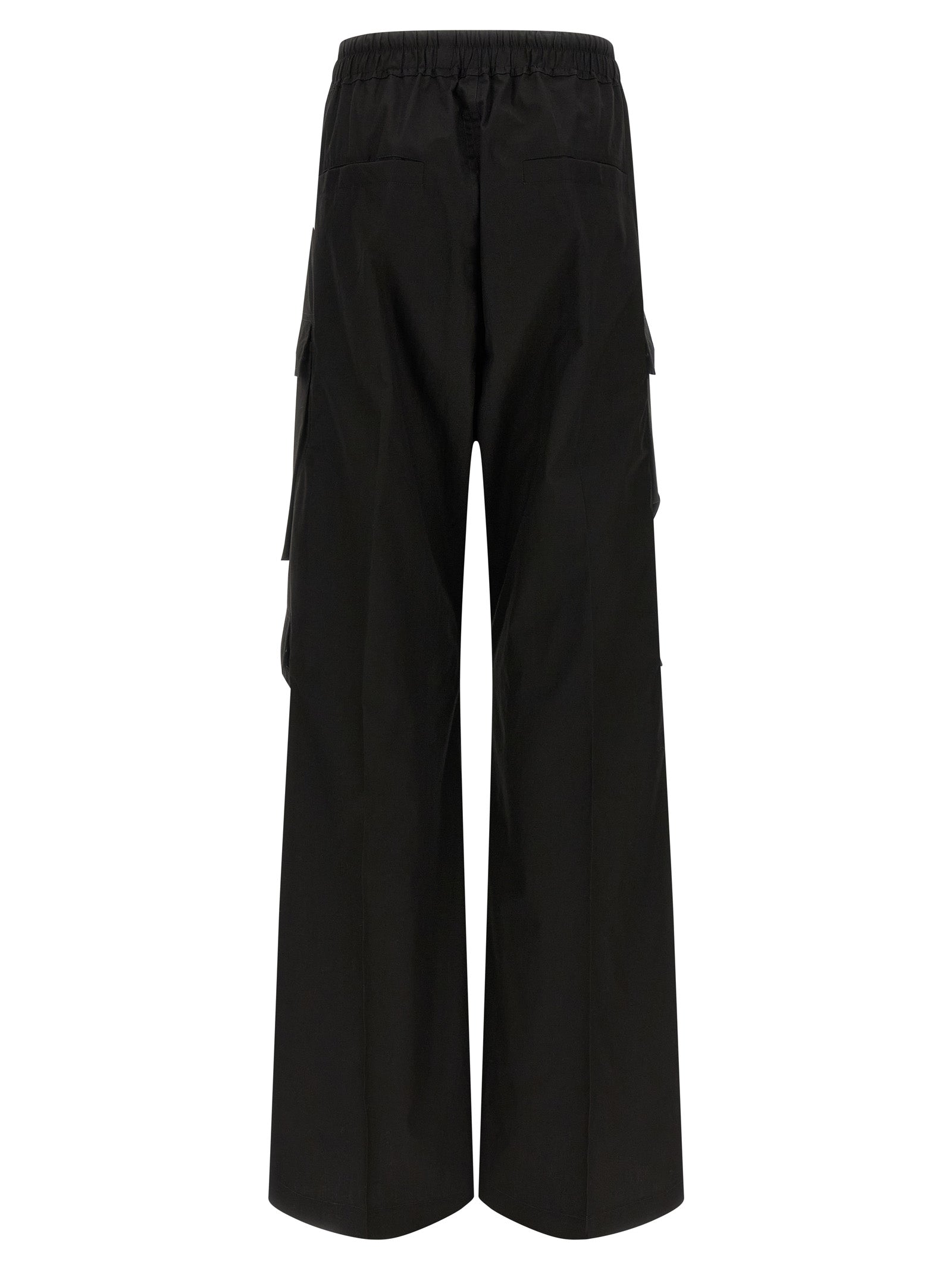 Cargo Pants by Rick Owens for women in cotton black features a sartorial silhouette, showcasing a sophisticated wide with a refined long and elegant .