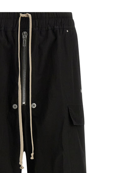 Cargo Pants by Rick Owens for women in cotton black features an tailored wide with a and long, creating a tailored utilitarian silhouette.