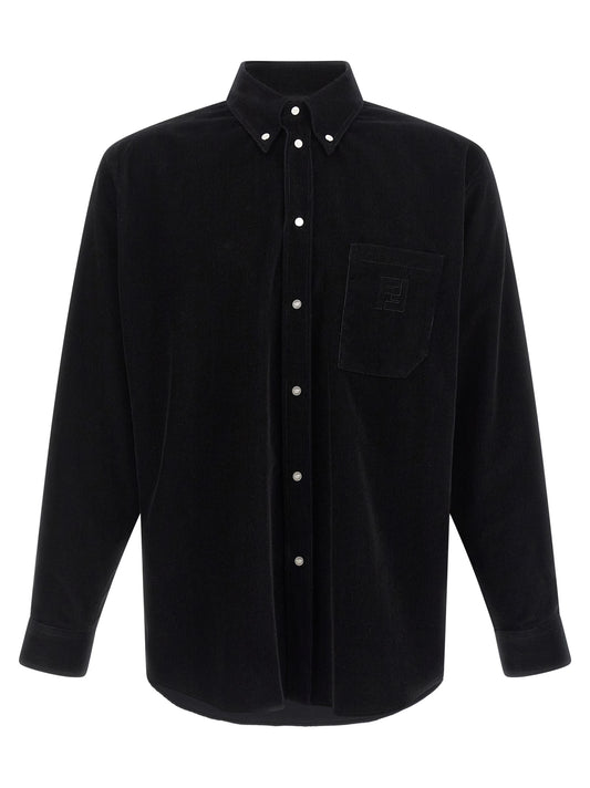 Fendi Men's Cotton Corduroy Shirt - Black