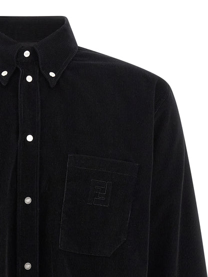 Fendi Men's Cotton Corduroy Shirt - Black