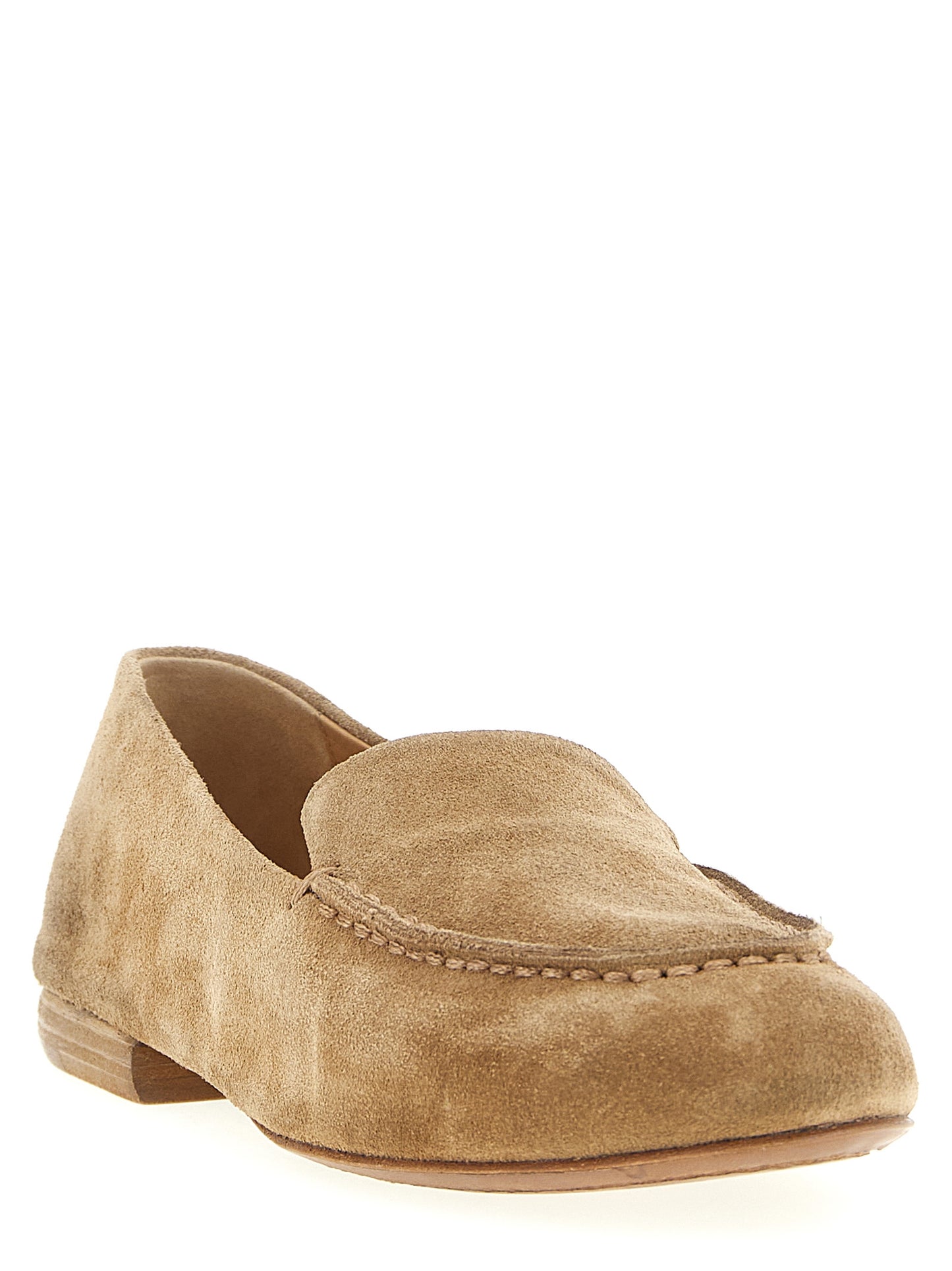 Flat Loafer Slip-On Shoes by Marsell for women in calfskin leather beige features an dynamic silhouette from the Women's Calfskin Leather Flat Loafer Slip-On Shoes collection, defined by a dynamic and flat for a dynamic look.