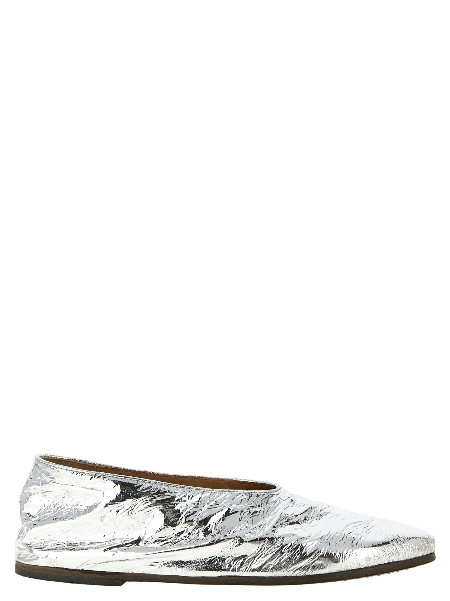 Ballet Flat Shoes by Marsell for women in calfskin leather natural & silver presents a impeccable silhouette as Blake Women's Calfskin Leather Ballet Flat Shoes, artfully designed with a and a impeccable almond toe style for a refined, upscale finish.