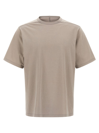 T-Shirt by Rick Owens for men in cotton beige showcases a dramatic silhouette, elegantly detailed with a dramatic and for a truly dramatic finish.