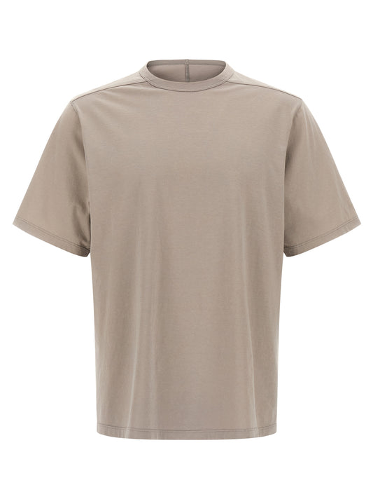 T-Shirt by Rick Owens for men in cotton beige showcases a dramatic silhouette, elegantly detailed with a dramatic and for a truly dramatic finish.
