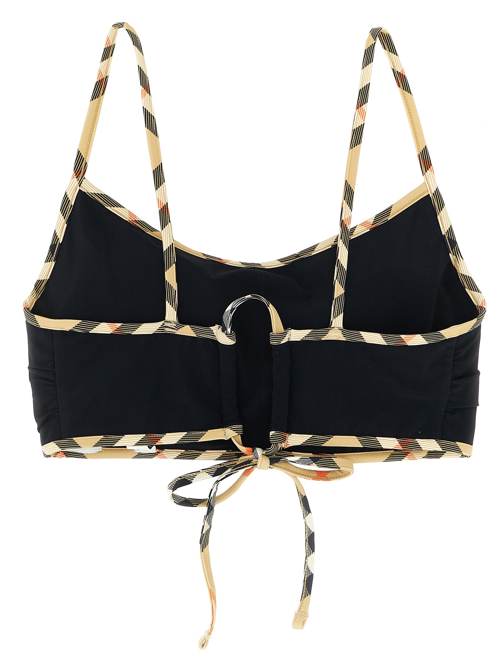 Swimwear Top from Burberry for women in stretch nylon black features an sleek design from the Women's Stretch Nylon Swimwear Top collection, highlighting a resort-ready fit for a sleek look.