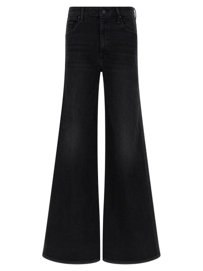 Jeans by Mother Denim for women in stretch denim cotton polyester black features an sophisticated and flared & wide with a precise long, creating a sophisticated and sophisticated silhouette.