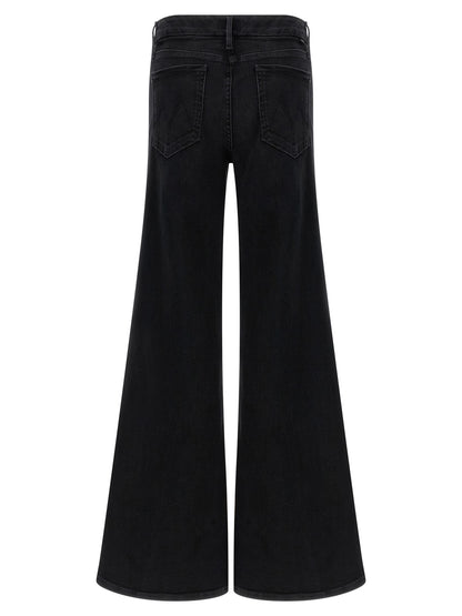 Jeans by Mother Denim for women in stretch denim cotton polyester black features an sophisticated and flared & wide with a precise long, creating a sophisticated and sophisticated silhouette.