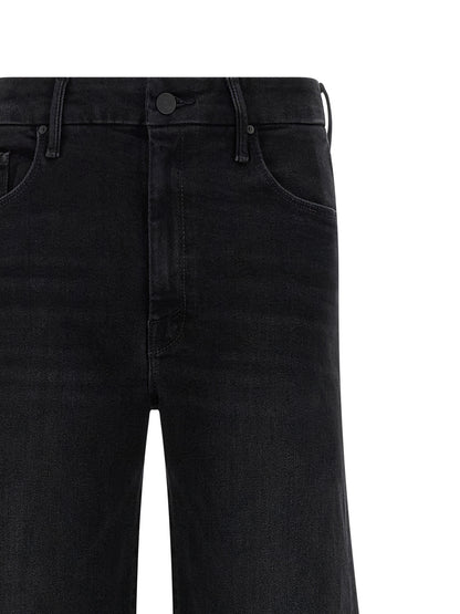 Jeans by Mother Denim for women in stretch denim cotton polyester black presents a refined pantology silhouette, artfully defined by a refined pantology flared & wide, long, and a sophisticated .