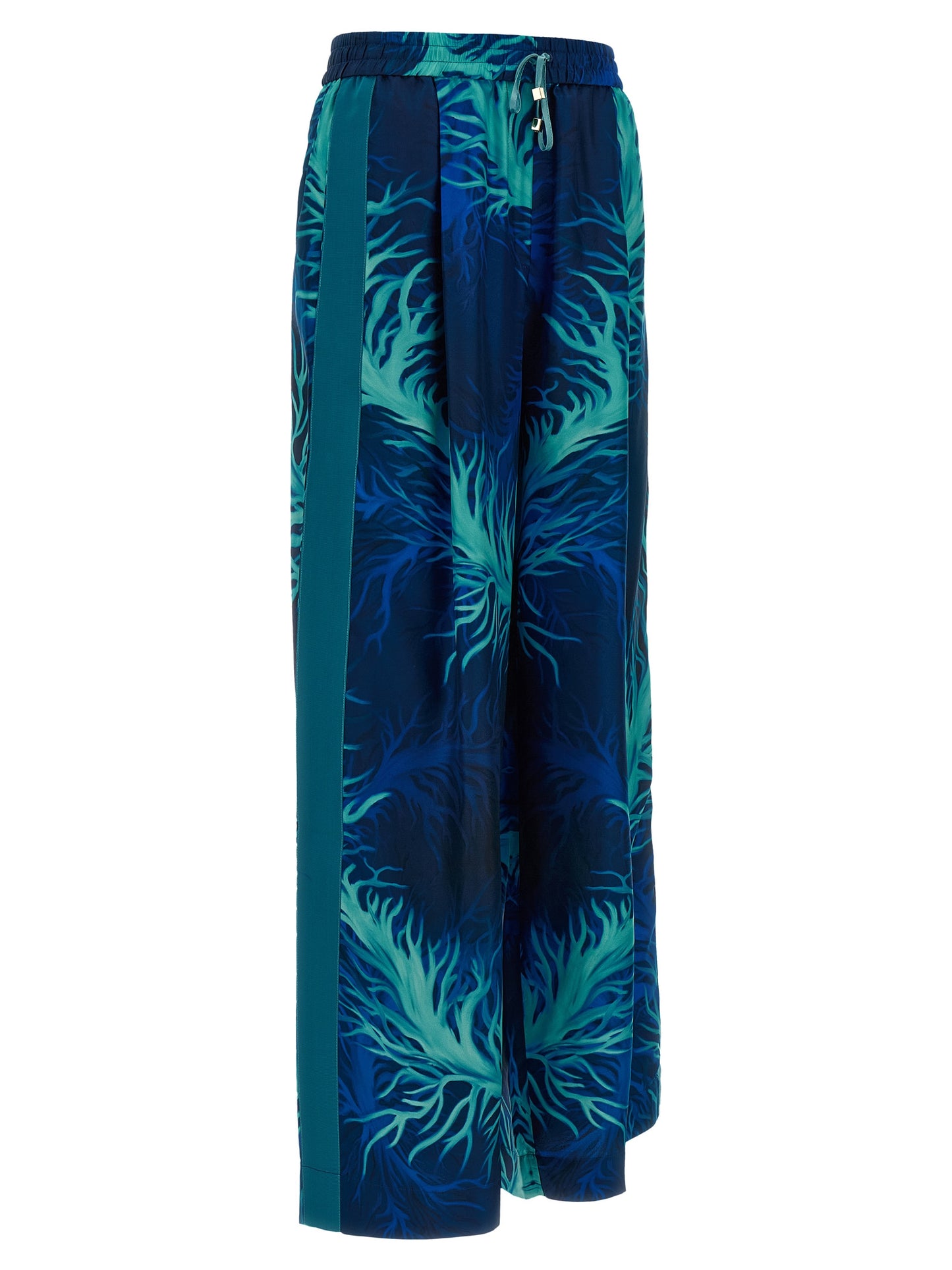 Casual Pants by F.R.S. - FOR RESTLESS SLEEPERS for women in silk twill blue & print features a refined silhouette with a refined straight-leg & wide, defined by a and a refined long for a refined finish.
