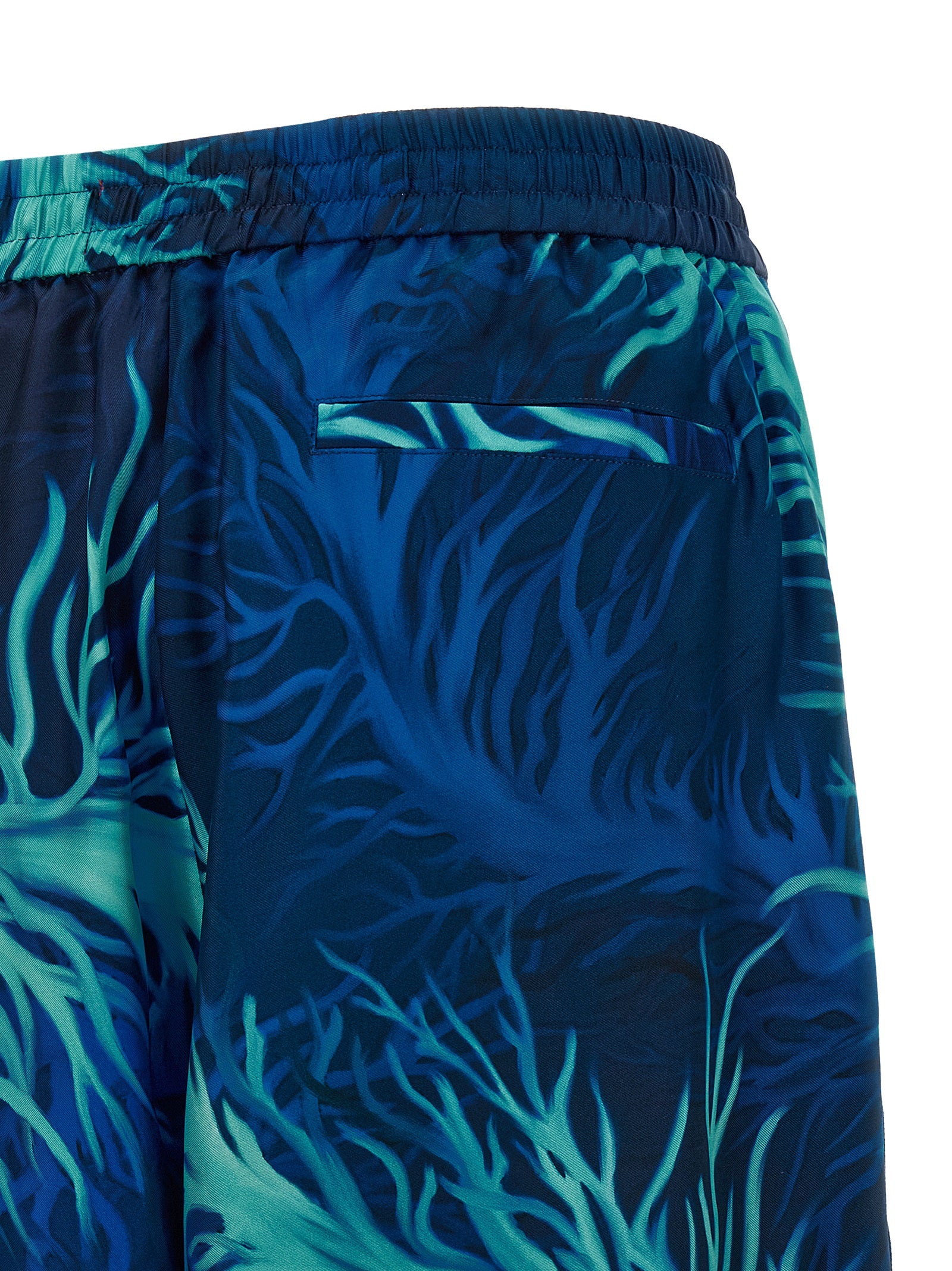 Casual Pants by F.R.S. - FOR RESTLESS SLEEPERS for women in silk twill blue & print presents a tailored silhouette, showcasing a tailored straight-leg & wide and long cut with a refined for a truly tailored aesthetic.