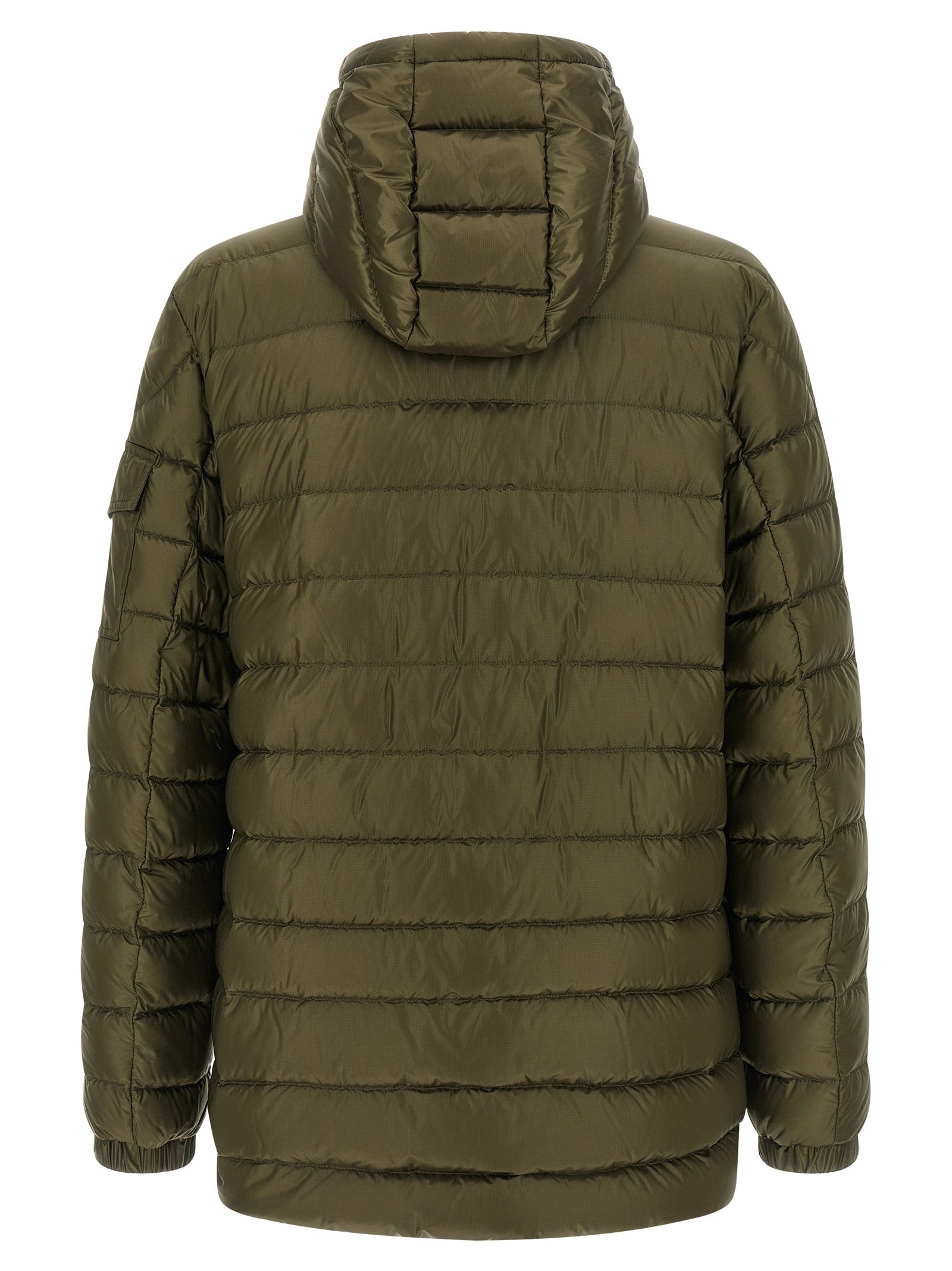 Hooded Parka by Moncler for men in plush polyamide felt bicolour, green & signature features a modern silhouette, showcasing a sophisticated hooded high-neck neckline and premium hooded for a truly modern finish.