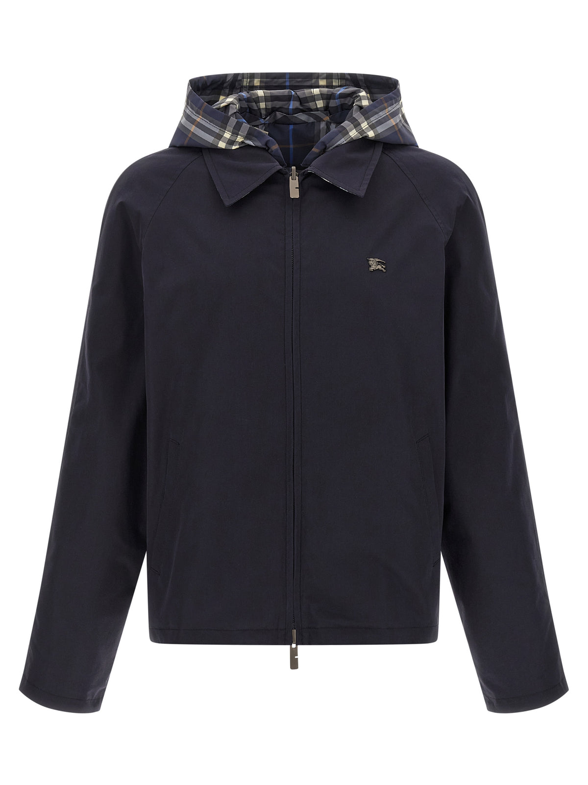 Burberry Men's Reversible Cotton Hooded Overcoat - Blue