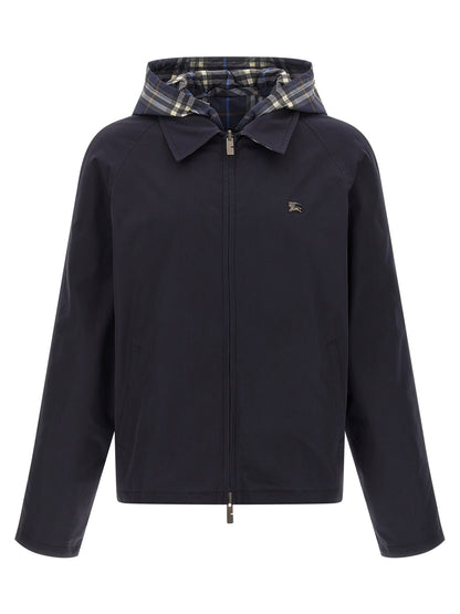 Burberry Men's Reversible Cotton Hooded Overcoat - Blue