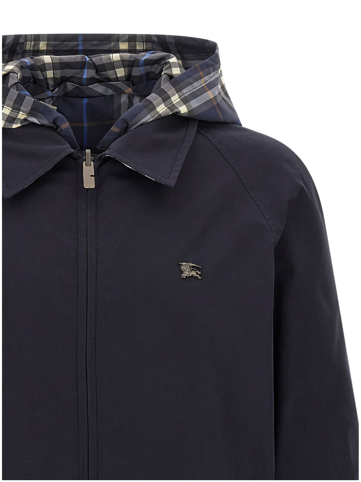 Burberry Men's Reversible Cotton Hooded Overcoat - Blue