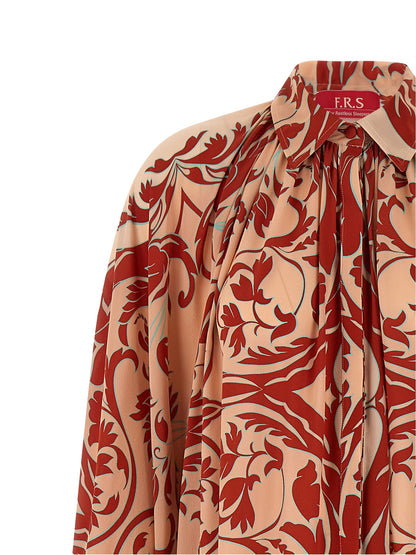 Dress by F.R.S. - FOR RESTLESS SLEEPERS for women in silk crepe satin multicolor, pink & print showcases a striking silhouette, elegantly detailed with a , refined , and a striking maxi long for a striking finish.