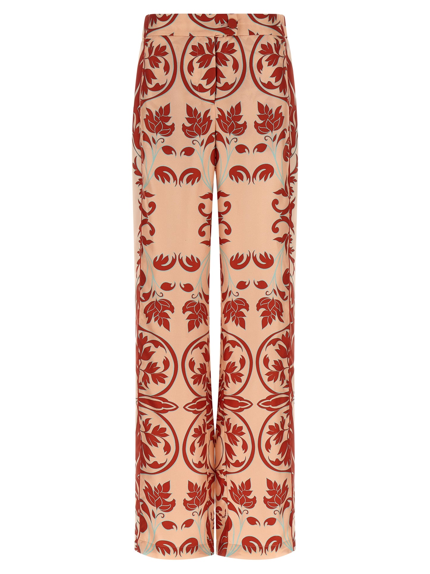 Casual Pants by F.R.S. - FOR RESTLESS SLEEPERS for women in silk satin twill multicolor, pink, patterned & print features an sartorial straight-leg & relaxed-fit and long with a cut for a sartorial finish.