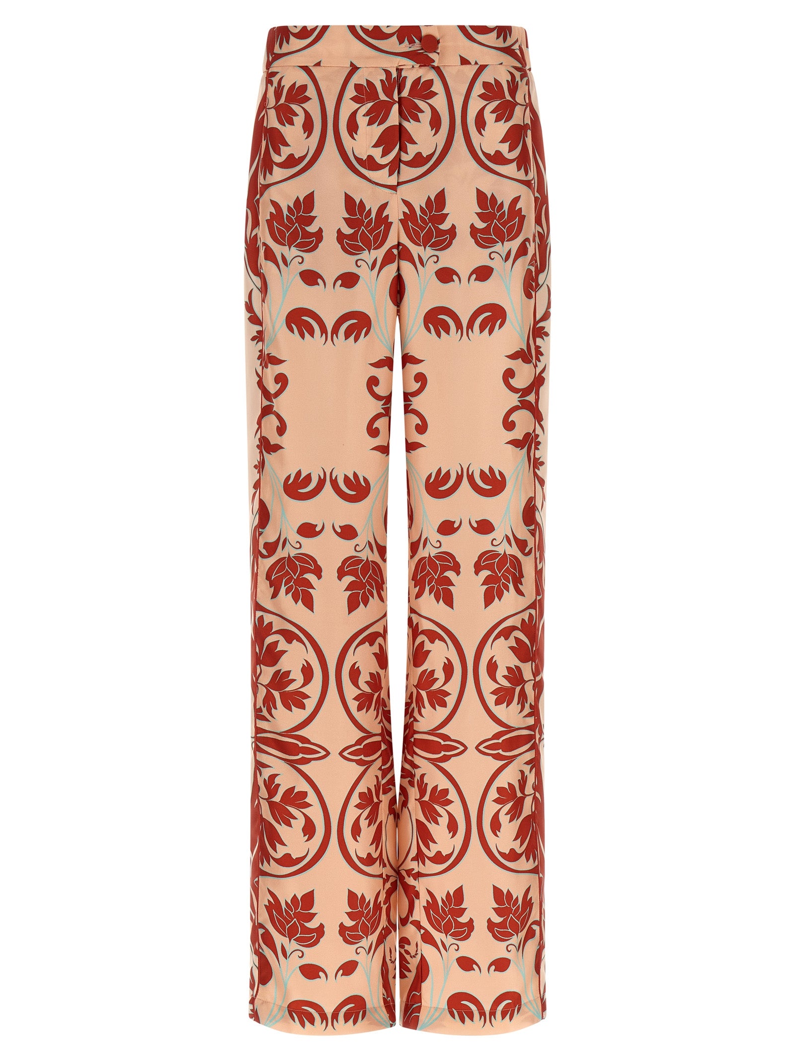 Casual Pants by F.R.S. - FOR RESTLESS SLEEPERS for women in silk satin twill multicolor, pink, patterned & print features an sartorial straight-leg & relaxed-fit and long with a cut for a sartorial finish.
