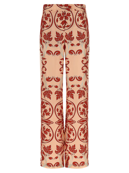 Casual Pants by F.R.S. - FOR RESTLESS SLEEPERS for women in silk satin twill multicolor, pink, patterned & print features an sartorial straight-leg & relaxed-fit and long with a cut for a sartorial finish.