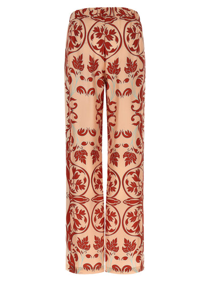 Casual Pants by F.R.S. - FOR RESTLESS SLEEPERS for women in silk satin twill multicolor, pink, patterned & print presents a refined pantology silhouette, artfully defined by a refined pantology straight-leg & relaxed-fit, long, and a sophisticated .