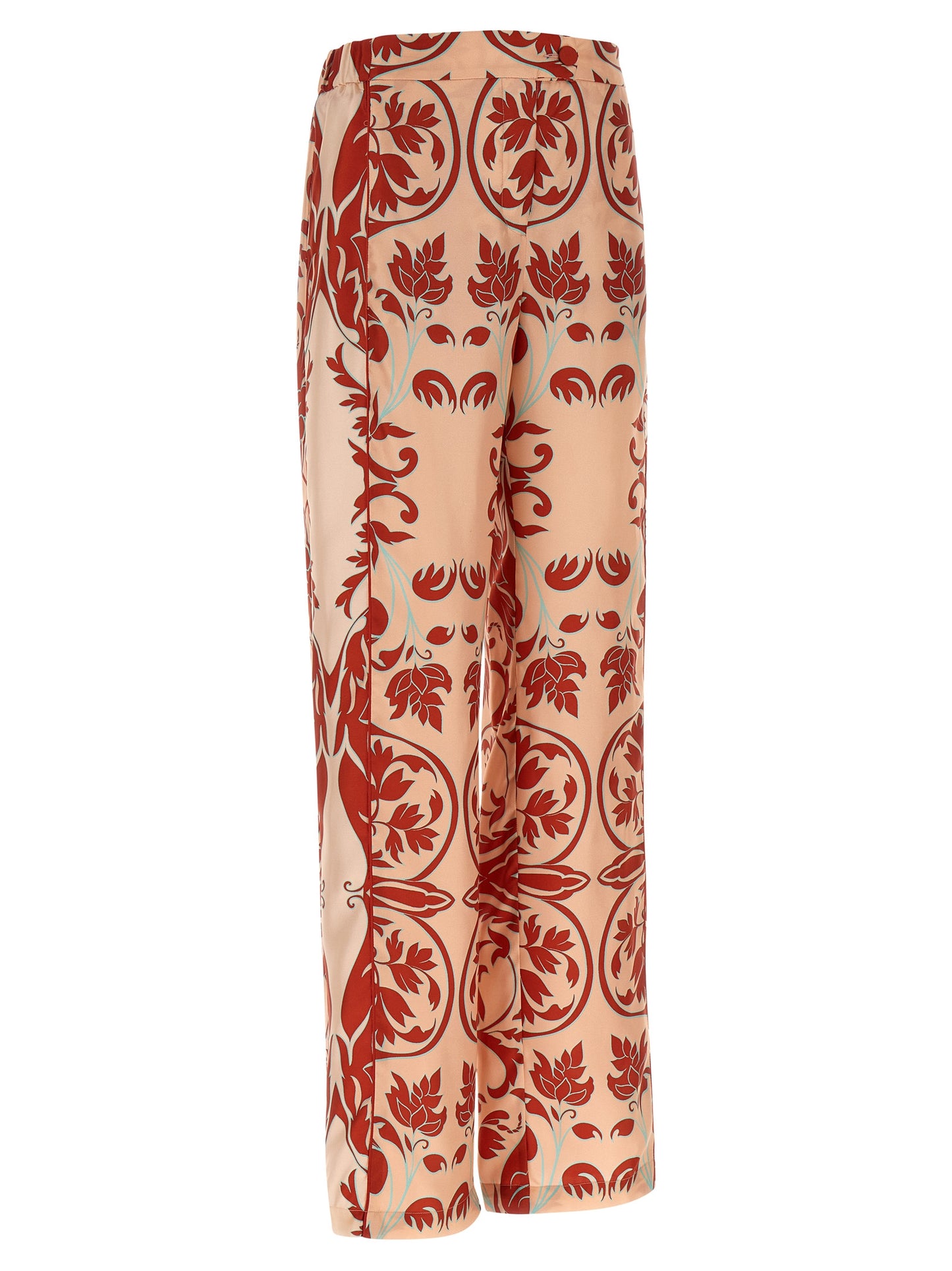 Casual Pants by F.R.S. - FOR RESTLESS SLEEPERS for women in silk satin twill multicolor, pink, patterned & print features an refined tailoring silhouette, showcasing a premium straight-leg & relaxed-fit with a and long cut for a refined tailoring look.
