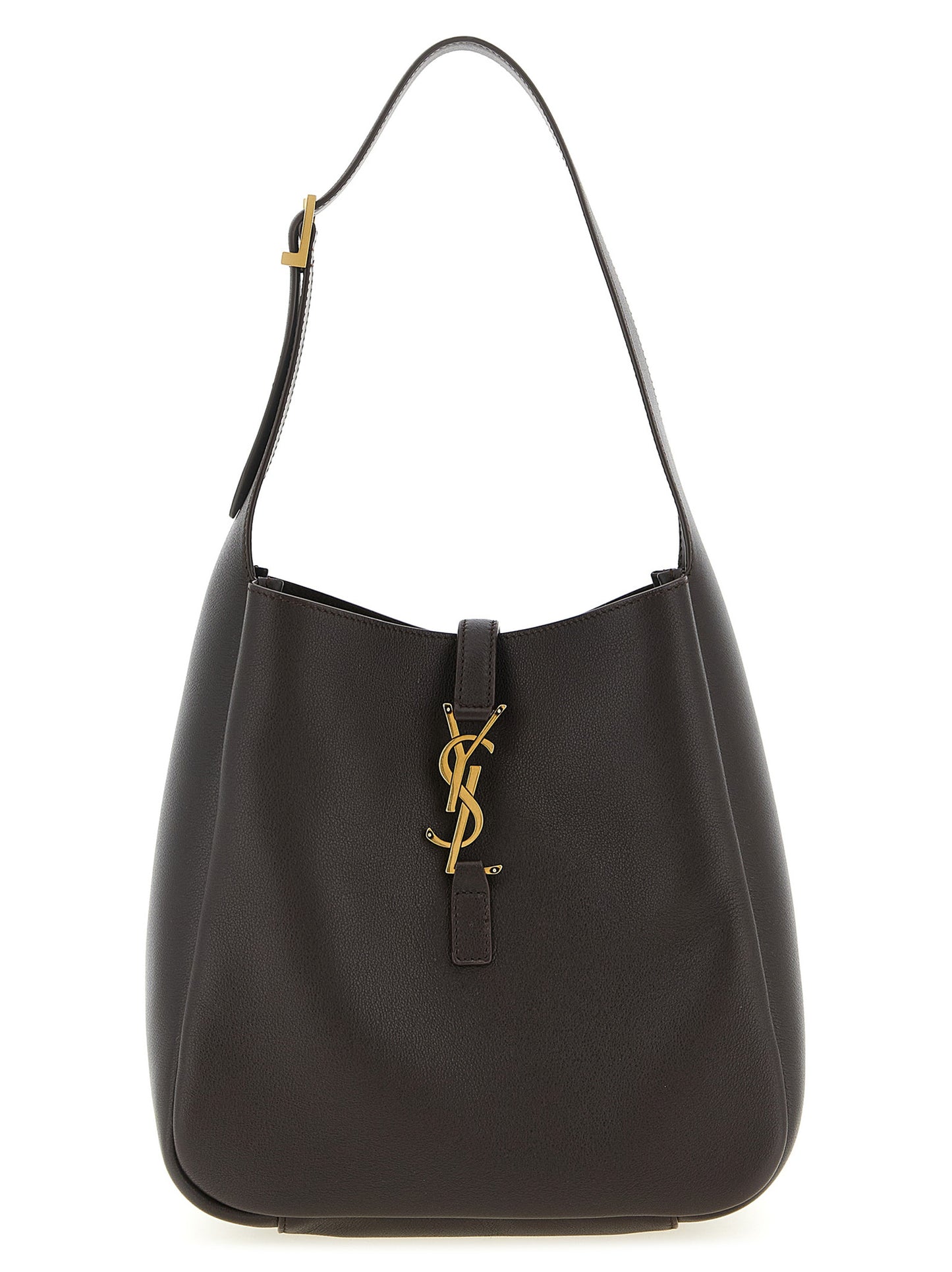 Saint Laurent Le 5 A 7 Cassandre Calfskin Leather Micro Shoulder Clutch Bag - Brown
