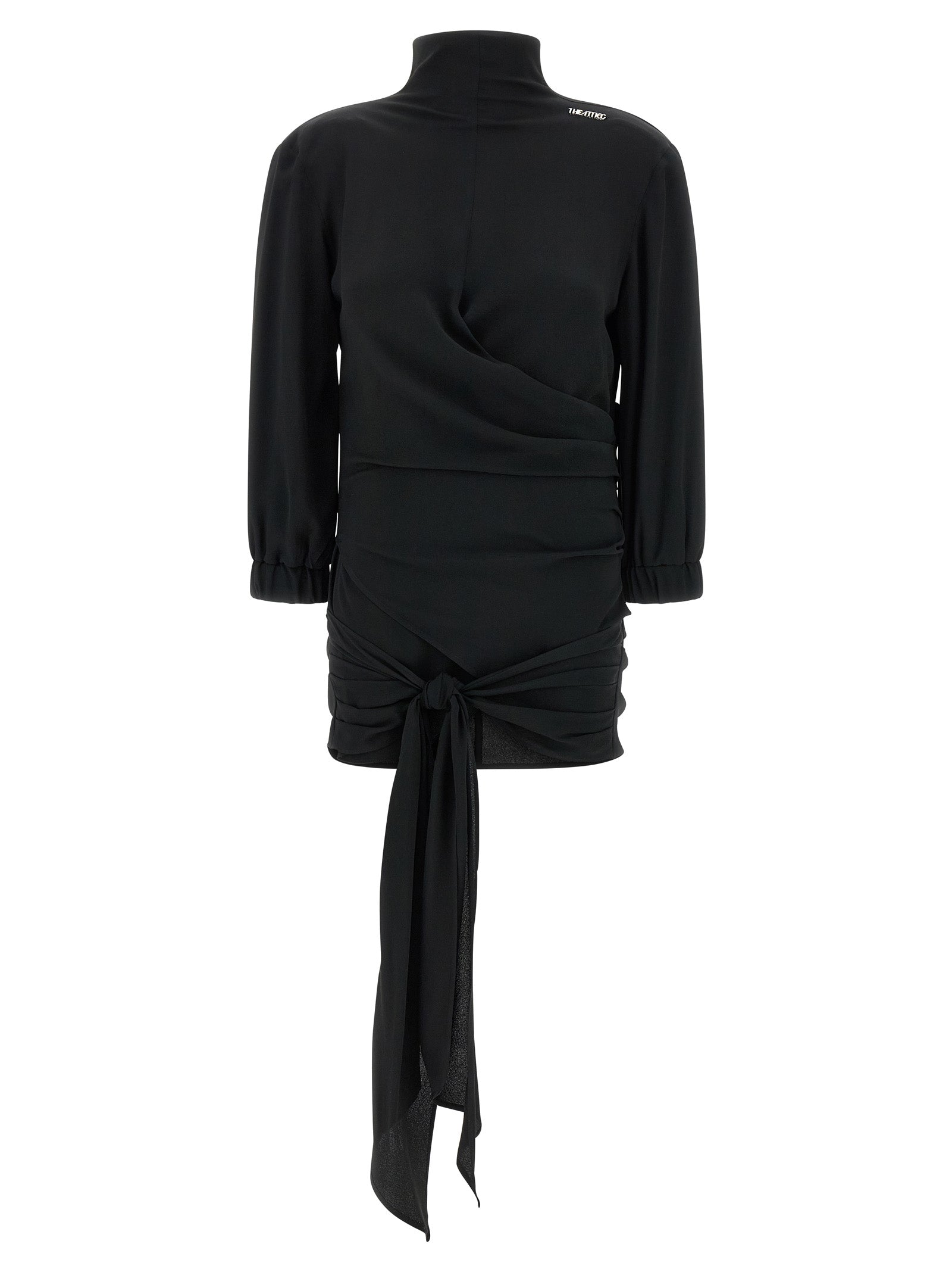 Tank Top by The Attico for women in acetate silk & crepe black showcases a perennial silhouette, artfully detailed with a three-quarter-sleeve; sleeveless design and a perennial high-neck neckline.