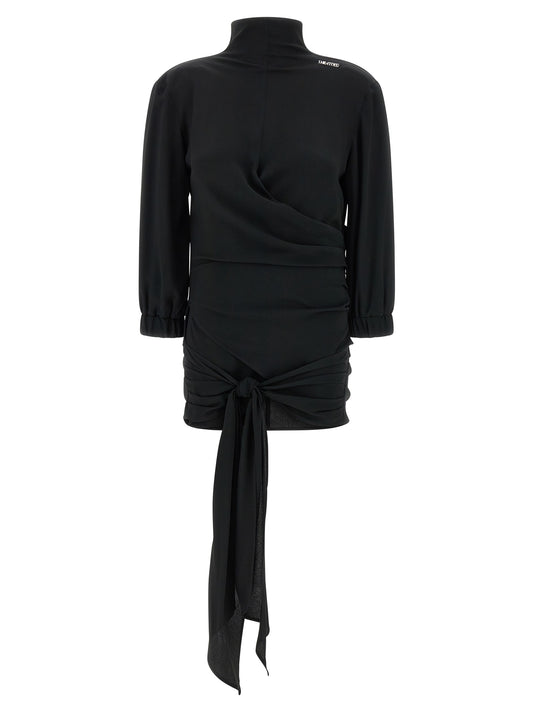 Tank Top by The Attico for women in acetate silk & crepe black showcases a perennial silhouette, artfully detailed with a three-quarter-sleeve; sleeveless design and a perennial high-neck neckline.