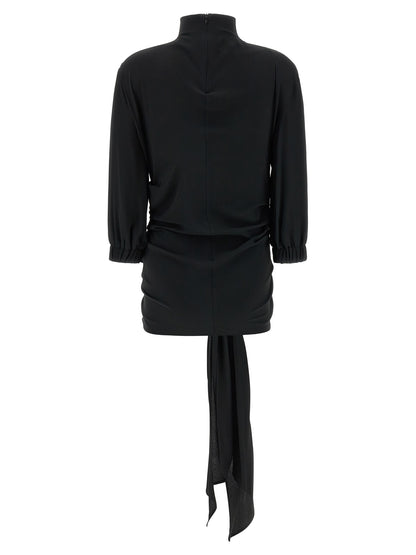 Tank Top by The Attico for women in acetate silk & crepe black showcases a sublime silhouette, with and high-neck neckline details for a sublime finish.